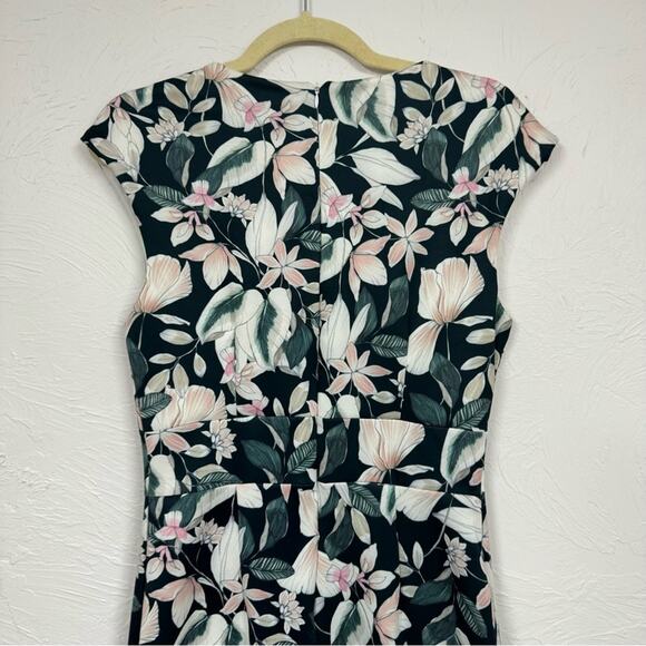 Alexia Admor Green Floral Cap Sleeve Sheath Dress Mini Womens S Spring Luxury - Picture 9 of 12